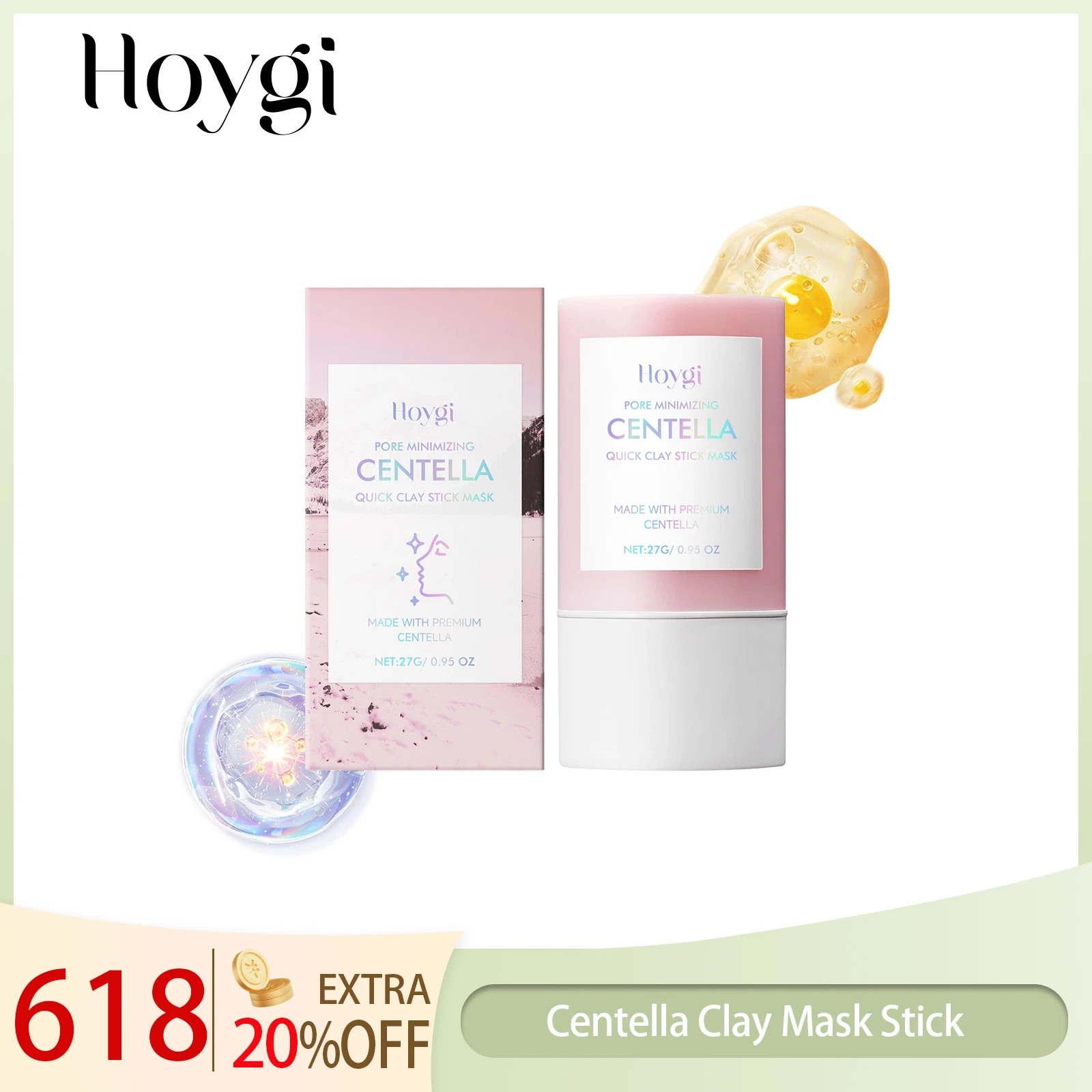 Hoygi Centella Asiatica Clay Mask Stick Soothing Calming Detoxifying Hydrating Anti-irritation Easy Application All Skin Types